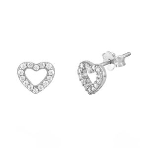 The Jewellery Stockroom Metallic Sterling 6Mm Cubic Zirconia Heart Stud Earrings