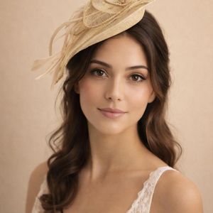 SVNX Natural Feather & Pearl Rosette Fascinator