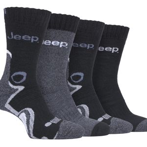 Jeep Black 4 Pairs Anti Blister Thick Cushioned Luxury Boot Socks for men