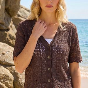 Roman White Stitch Detail V-Neck Knit Cardigan