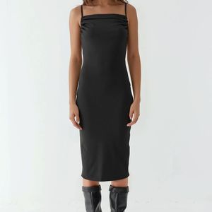 Hiccup Black Cowl Neck Bodycon Midi Dress