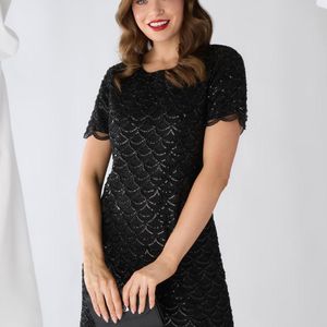 Izabel London Black Sparkly Embellished Short Shift Dress