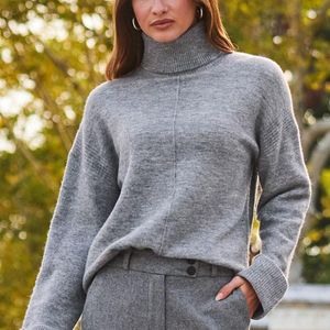Sosandar Grey Marl Folded Cuff Jumper