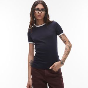 ARKET Blue Jersey Ribbed T-Shirt