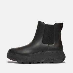 Fitflop Black F-Mode Waterproof Leather Flatform Chelsea Boots
