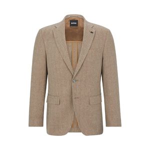 Boss Brown Herringbone Patterned Flap Pocket Blazer for men