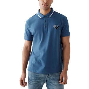 True Religion Blue Polo Shirt Signature Horseshoe Pique Tee for men
