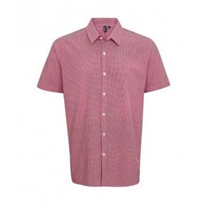 PREMIER Pink Gingham Short Sleeve Shirt Cotton for men
