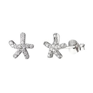 The Jewellery Stockroom Metallic Sterling Pave Cubic Zirconia Sea Star Stud Earrings
