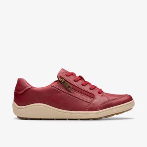 Clarks Red Bryianne Bayla Leather Trainers