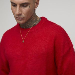 BoohooMAN Red Tall Essential Boxy Fit Brushed Knitted Jumper for men