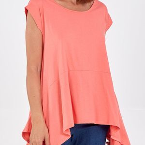 Blue Vanilla Red Scoop Neck Hanky Hem Top