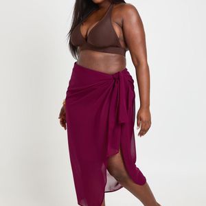 Boohoo Red Plus Chiffon Maxi Sarong