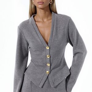 Busem Grey Cotton-Blend Cardigan