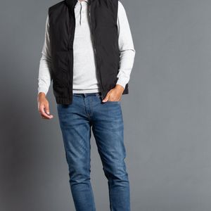 Nines Black Funnel Neck Gilet With Light Padding Inside for men