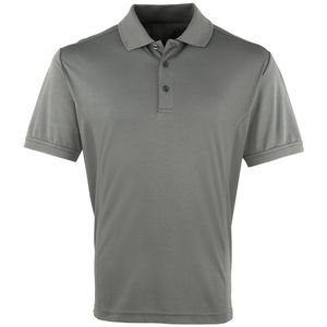 PREMIER Grey Coolchecker Pique Short Sleeve Polo T-Shirt (Dark) for men