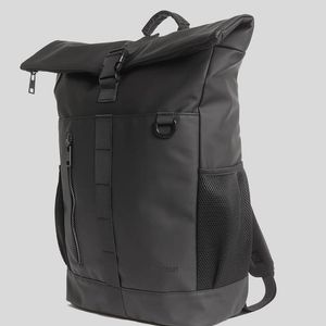 Lyle & Scott Black Water Resistant Rolltop Backpack for men