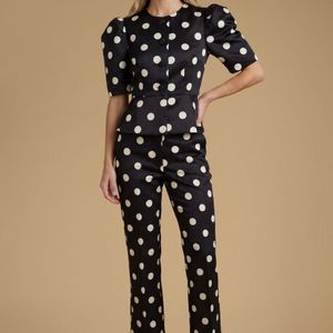 Oasis Blue Matte Satin Polka Dot Tailored Trouser