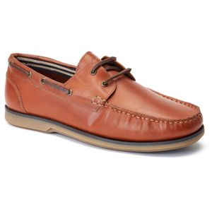 Base London Brown Stern Leather Burnt Boat Shoes for men
