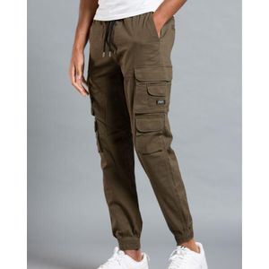 Tokyo Laundry Green Khaki Cotton Cargo Trousers for men