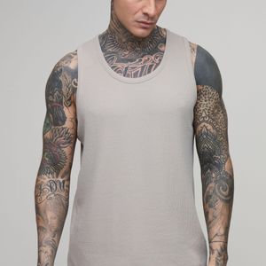 BoohooMAN Grey Tall Essential Regular Waffle Vest for men