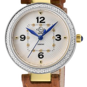 Gevril Brown Gv2 Piemonte Swiss Quartz Dial, Diamond Watch, Genuine Handmade Italian Leather