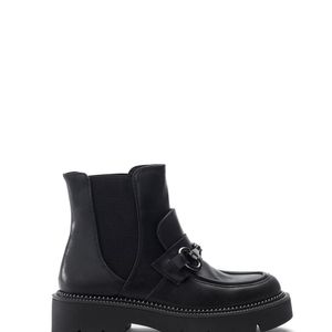 b.soleful Black Golder Boots Faux Leather
