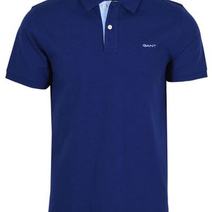 Gant Blue Contrast Collar Ss Polo Shirt Rich for men