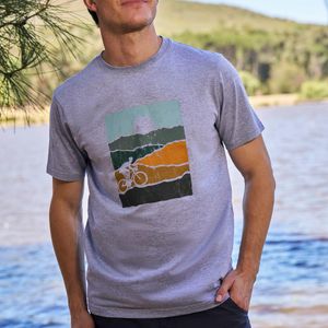 Mountain Warehouse Grey 'Bike' Tee Cotton T-Shirt Relaxed Fit Breathable Casual Tee for men