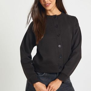 Boohoo Black High Neck Fleece Cardigan