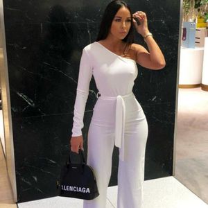 Femme Luxe Black Belted One Shoulder Jumpsuit