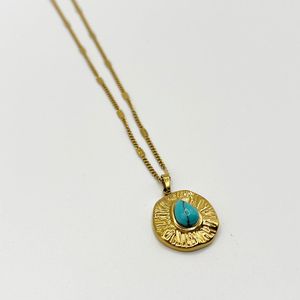 SVNX Metallic Stone Pendant Necklace