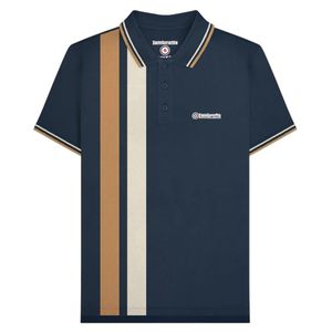 Lambretta Blue Ss25 Vertical Stripe Polo Shirt Cotton for men