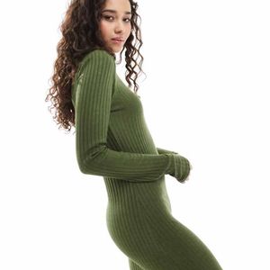 Vero Moda Green Rib Jersey Maxi Dress