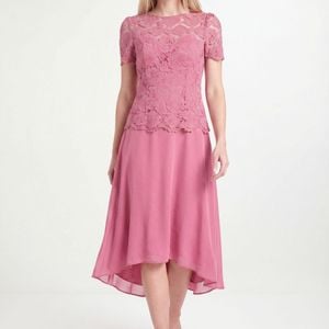 Wallis Pink Petite Lace Overlay Midi Dress