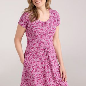 Mountain Warehouse Pink Orchid Patterned Uv Summer Dress With Side Pockets Holiday Beach Cotton