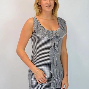 Secret Label Grey Striped Sleeveless Ruffle Top