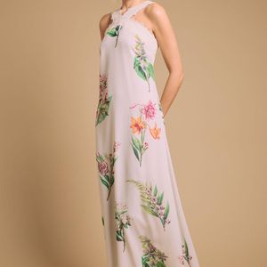 Oasis Natural Halterneck Maxi Dress