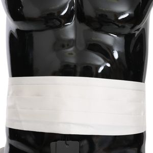 Dolce & Gabbana Black Dolce Gabbana White Waist Belt 100% Silk Cummerbund for men