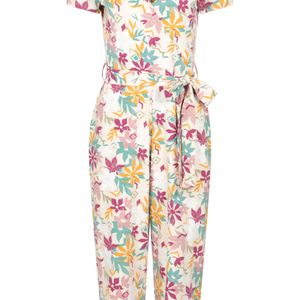 Mountain Warehouse White 'Santorini' Wrap Jumpsuit Casual Lightweight Short Sleeve With Tie Waist Cotton