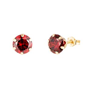 The Jewellery Stockroom Red 9Ct 6Mm Round Ruby Cubic Zirconia Stud Earrings