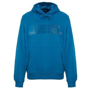 DIESEL Blue Monotone Logo Sapphire Hoodie Cotton for men