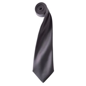 PREMIER Grey Plain Satin Tie (Narrow Blade) (Dark) for men