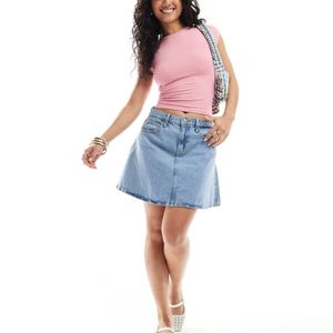ONLY Blue A-Line Denim Mini Skirt