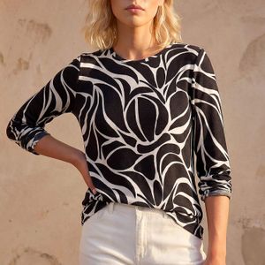 Roman Black Petite Abstract Print Top