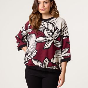 Blue Vanilla Red Flower Pattern Jumper