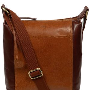 NiNa Amora Brown 'Tiziana' Conker & Dark Leather Shoulder Bag