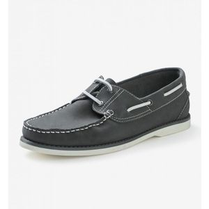 RIVERS Black Leather Boat Shoe for men