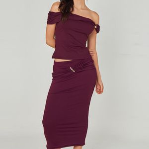 Urban Bliss Red Trim Midi Skirt
