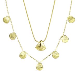 The Jewellery Stockroom Metallic Plated Pvd Waterproof Stainless Steel Shell Necklace Set